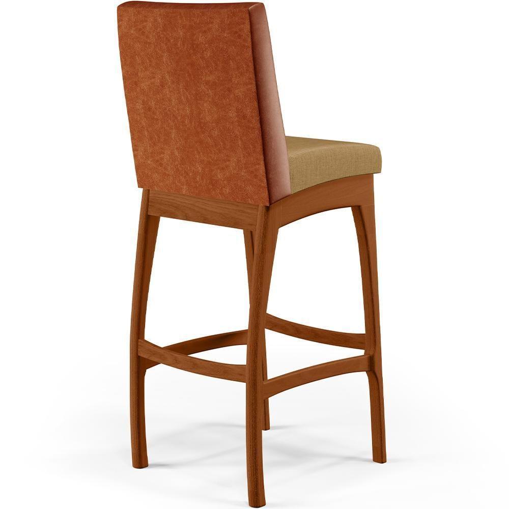 Kit 06 Banquetas Altas Mila Camel Linho Bege Escuro - 3