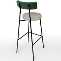 Kit 06 Banquetas Alta Bar Cozinha Sala Jantar Milão L02 Facto Verde Musgo Linho Bege - Lyam Decor - 6