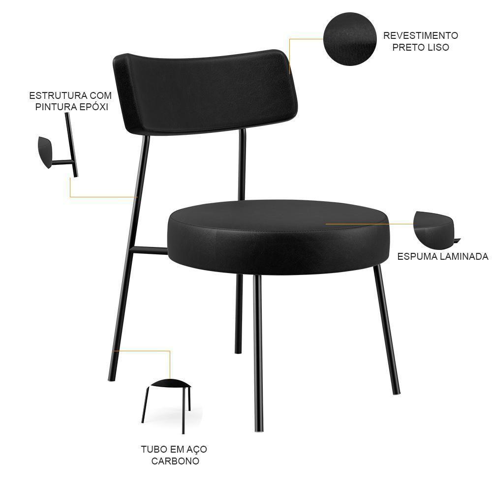 Kit 02 Poltronass Base Fixa Londres F01 Couríssimo Preto - 6