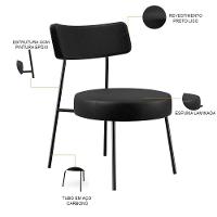 Kit 02 Poltronass Base Fixa Londres F01 Couríssimo Preto - 6