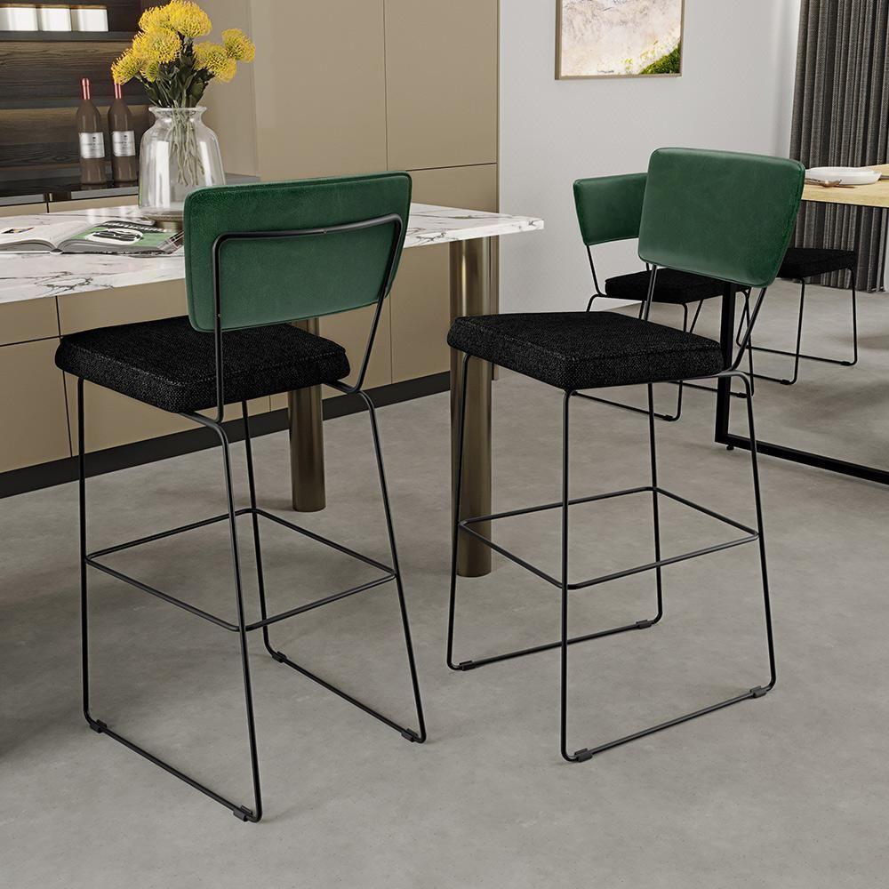 Kit 02 Banquetas Altas Facto Verde Musgo Linho Chumbo - 9