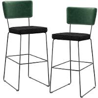 Kit 02 Banquetas Altas Facto Verde Musgo Linho Chumbo - 1