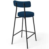 Kit 06 Banquetas Baixa Bar Cozinha Sala De Jantar Em Aço Milão L02 Suede Azul Marinho - Lyam Decor - 8