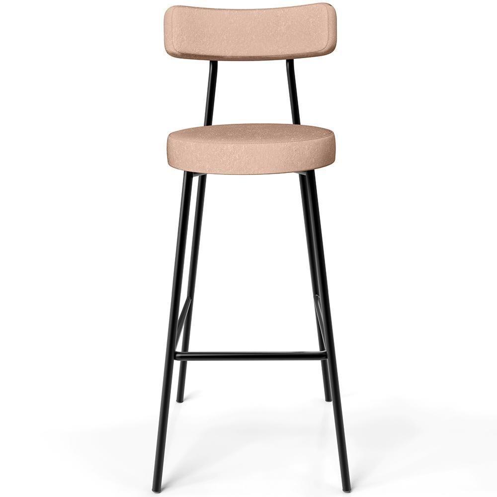 Kit 05 Banquetas Altas Cozinha Bar Sala De Jantar Em Aço Milão L02 Linho Rosê - Lyam Decor - 7