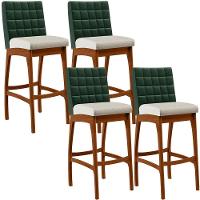 Kit 04 Banquetas Altas B04 Verde Musgo Champagne - 1