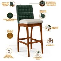 Kit 04 Banquetas Altas B04 Verde Musgo Champagne - 7