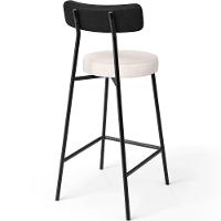 Kit 05 Banquetas Baixa Cozinha Sala Jantar Bancada Milão L02 Couríssimo Preto Linho Cru - Lyam Decor