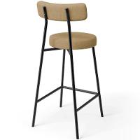 Kit 05 Banquetas Baixa Para Cozinha Sala De Jantar Bancada Milão L02 Linho Bege Escuro - Lyam Decor