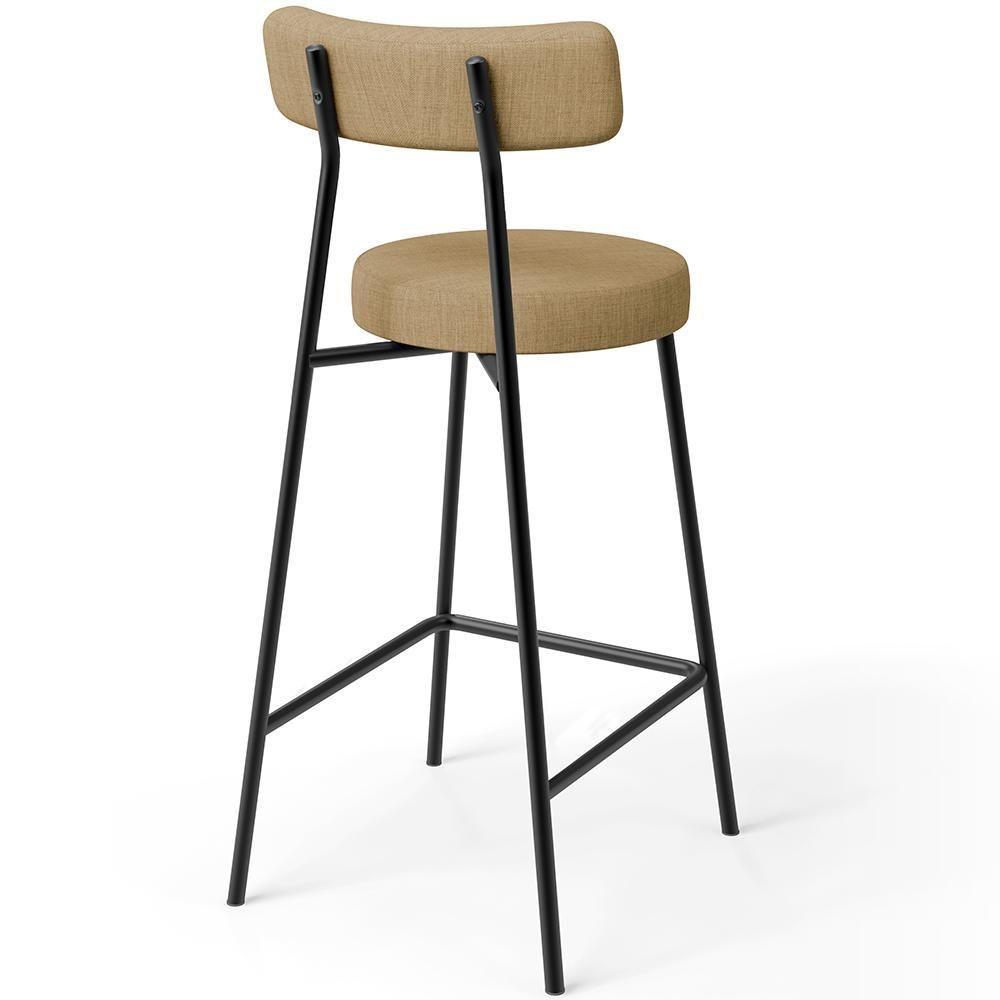 Banqueta Baixa Para Cozinha Sala De Jantar Bar Bancada Milão L02 Linho Bege Escuro - Lyam Decor - 2