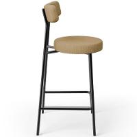 Banqueta Baixa Para Cozinha Sala De Jantar Bar Bancada Milão L02 Linho Bege Escuro - Lyam Decor