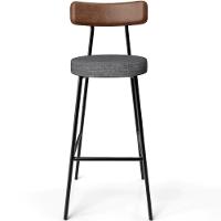 Kit 3 Banqueta Alta Cozinha Sala Jantar Milão L02 Couríssimo Marrom Linho Cinza Escuro - Lyam Decor - 6