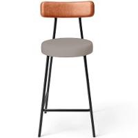 Kit 03 Banquetas Baixa Bar Cozinha Sala Jantar Milão L02 Couríssimo Camel Linho Bege - Lyam Decor