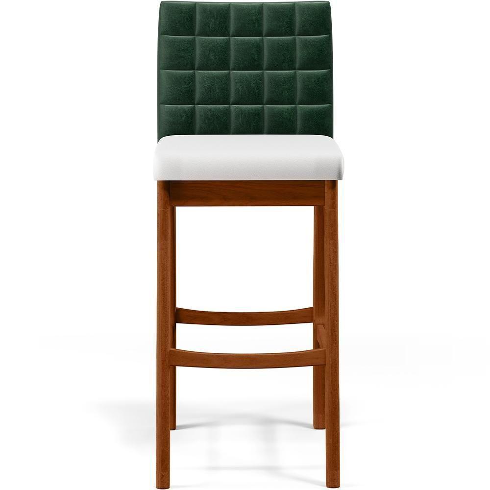 Kit 6 Banquetas Altas Cozinha B04 Verde Musgo Branco - 5