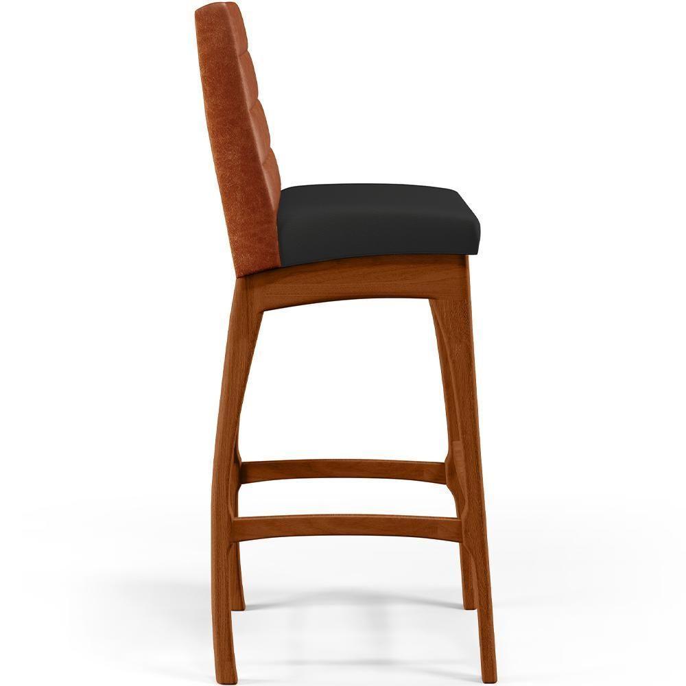 Kit 06 Banquetas Altas Mila Camel Corano Preto - 4