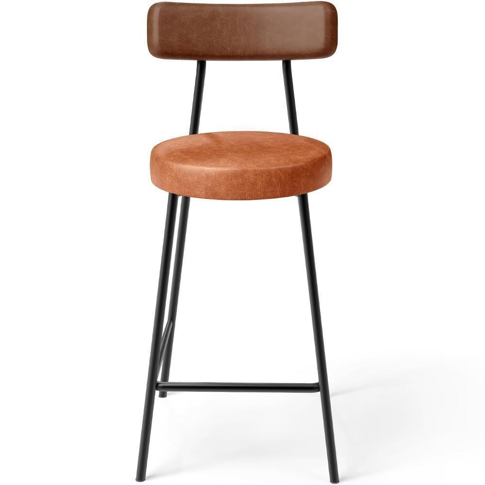 Kit 05 Banquetas Baixa Cozinha Sala Jantar Bancada Milão L02 Couríssimo Marrom Camel - Lyam Decor - 4