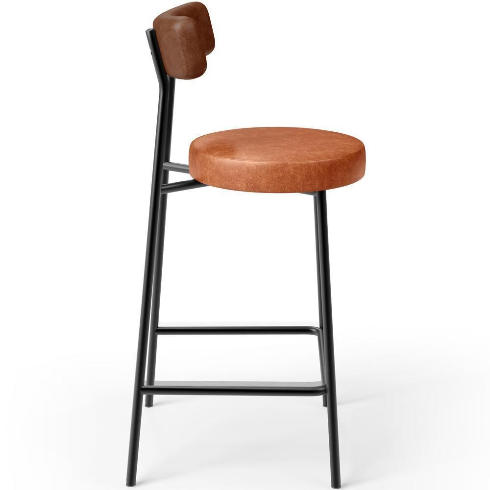 Kit 05 Banquetas Baixa Cozinha Sala Jantar Bancada Milão L02 Couríssimo Marrom Camel - Lyam Decor - 5