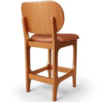 Banqueta Baixa Bar Cozinha E Sala De Jantar Fixa Betta L02 Imbuia Couríssimo Camel - 2