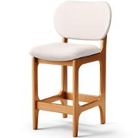 Kit 03 Banquetas Baixa Bar Cozinha E Sala De Jantar Fixa Betta L02 Imbuia Linho Cru - 7