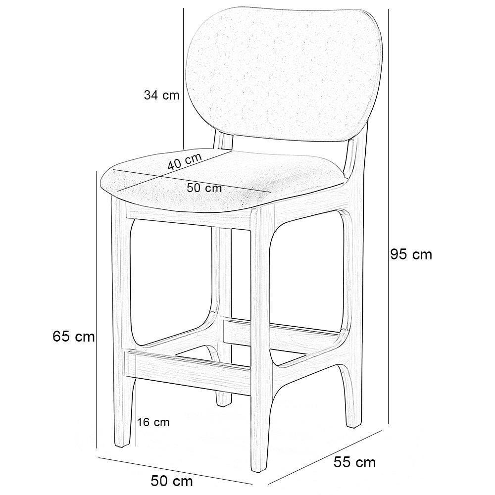 Banqueta Baixa Bar Cozinha E Sala De Jantar Fixa Betta L02 Imbuia Tecido Terracota - 5