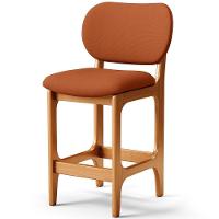 Banqueta Baixa Bar Cozinha E Sala De Jantar Fixa Betta L02 Imbuia Tecido Terracota - 1