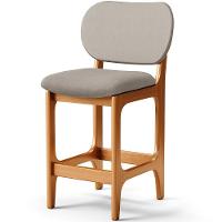 Kit 03 Banquetas Baixa Bar Cozinha E Sala De Jantar Fixa Betta L02 Imbuia Linho Bege - 7