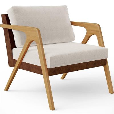 Poltrona Para Sala De Estar Pietra L02 Couríssimo Marrom Linho Cru Lyam Decor