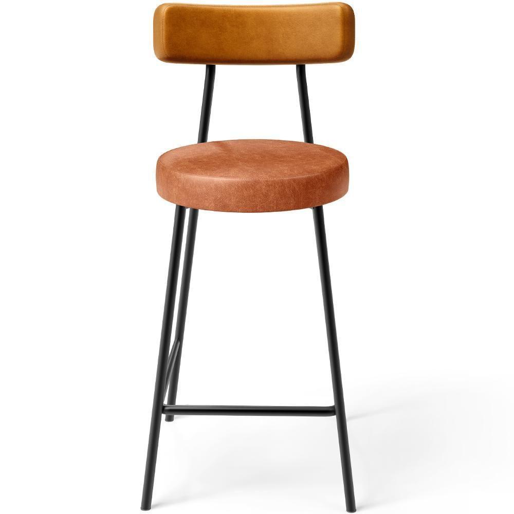 Kit 05 Banquetas Baixa Cozinha Sala Jantar Bancada Milão L02 Couríssimo Whisky Camel - Lyam Decor - 2