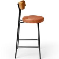 Kit 05 Banquetas Baixa Cozinha Sala Jantar Bancada Milão L02 Couríssimo Whisky Camel - Lyam Decor - 3