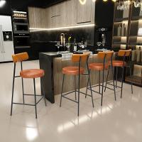 Kit 05 Banquetas Baixa Cozinha Sala Jantar Bancada Milão L02 Couríssimo Whisky Camel - Lyam Decor - 8