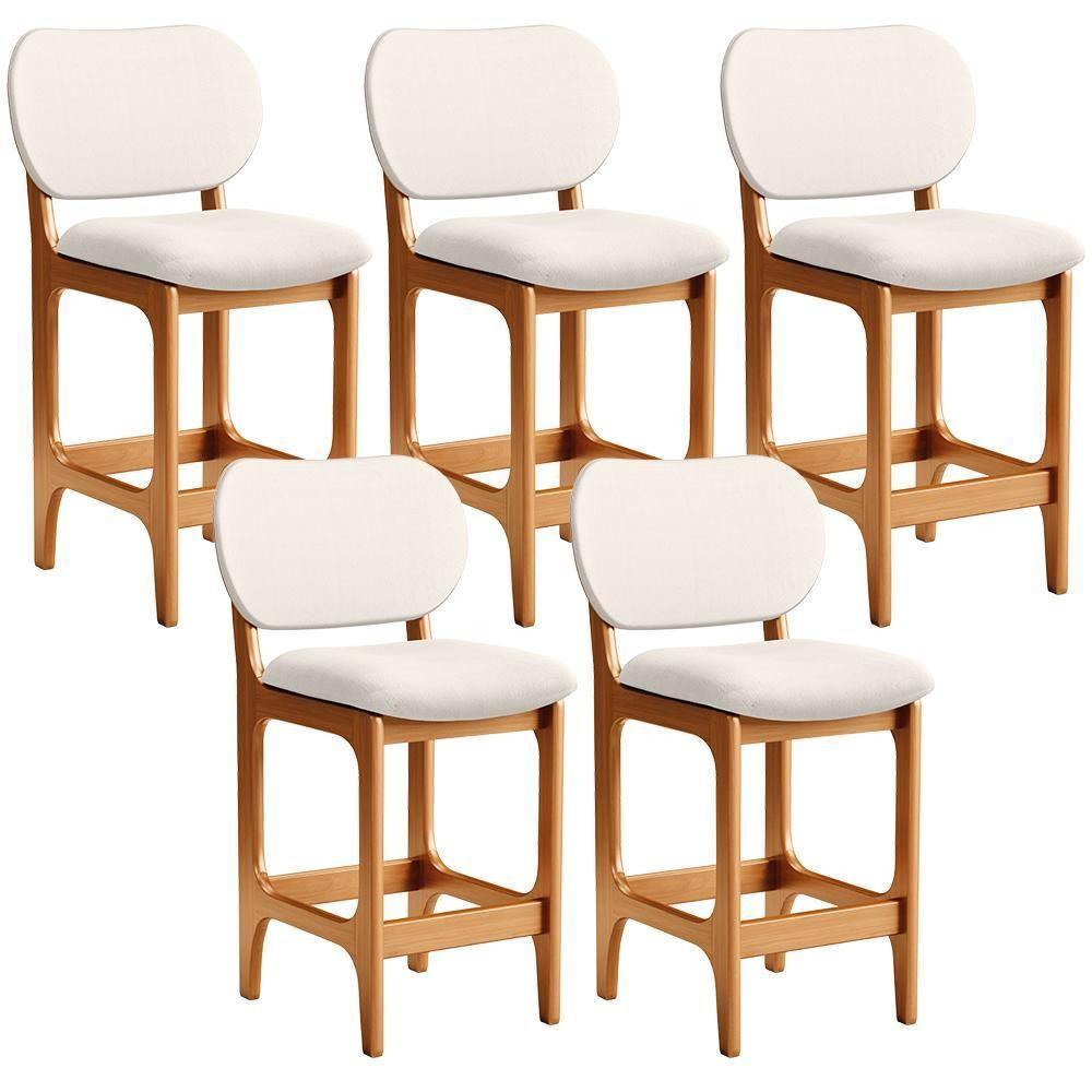 Kit 05 Banquetas Baixa Bar Cozinha E Sala De Jantar Fixa Betta L02 Imbuia Linho Cru - Lyam Decor - 1