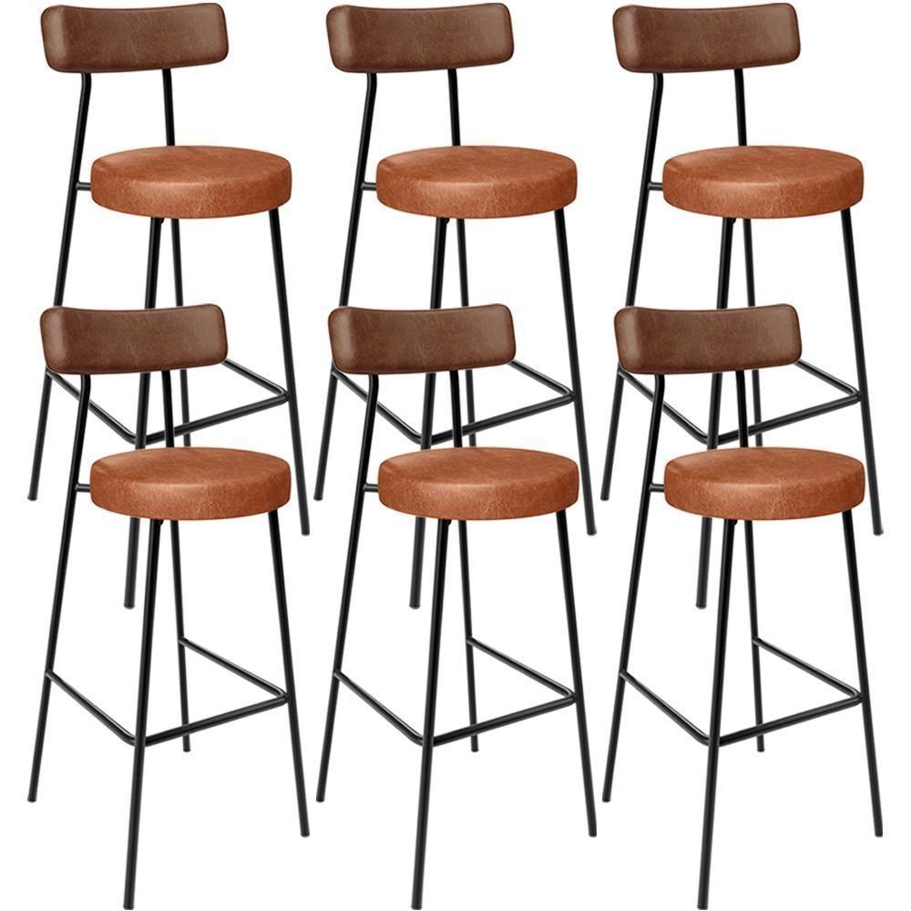 Kit 06 Banquetas Alta Bar Cozinha Sala De Jantar Milão L02 Couríssimo Marrom Camel - Lyam Decor - 1