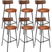 Kit 06 Banquetas Alta Bar Cozinha Sala De Jantar Milão L02 Couríssimo Marrom Camel - Lyam Decor - 1