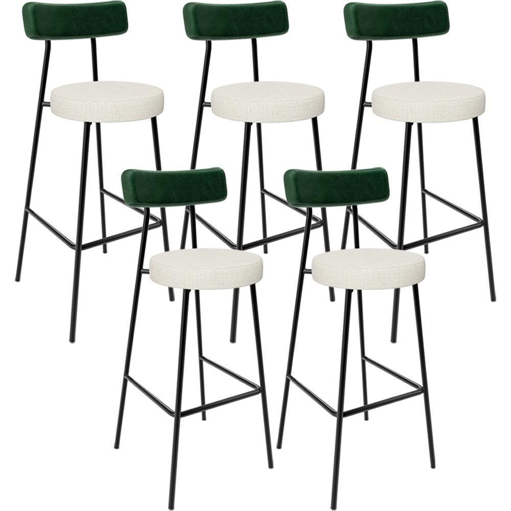 Kit 05 Banquetas Alta Bar Cozinha Sala De Jantar Milão L02 Facto Verde Linho Champagne - Lyam Decor - 1