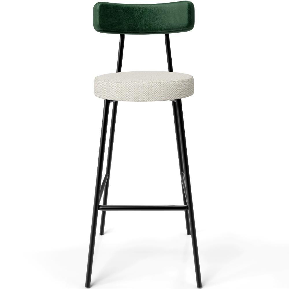 Kit 05 Banquetas Alta Bar Cozinha Sala De Jantar Milão L02 Facto Verde Linho Champagne - Lyam Decor - 3