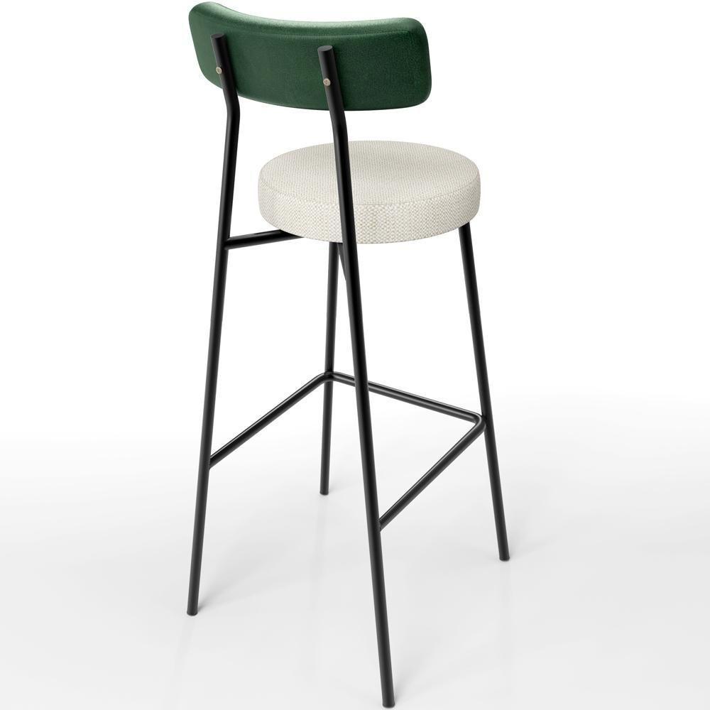 Kit 05 Banquetas Alta Bar Cozinha Sala De Jantar Milão L02 Facto Verde Linho Champagne - Lyam Decor - 8