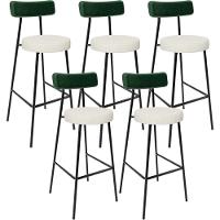 Kit 05 Banquetas Alta Bar Cozinha Sala De Jantar Milão L02 Facto Verde Linho Champagne - Lyam Decor - 1