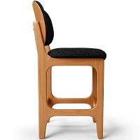 Banqueta Baixa Bar Cozinha E Sala De Jantar Fixa Betta L02 Imbuia Linho Chumbo - 3