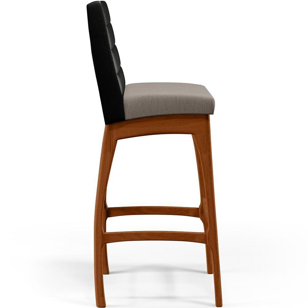 Kit 03 Banquetas Altas Cozinha B04 Preto Bege - 5