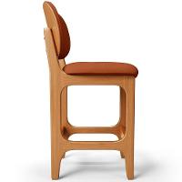 Kit 03 Banquetas Baixa Bar Cozinha E Sala De Jantar Fixa Betta L02 Imbuia Tecido Terracota - 3