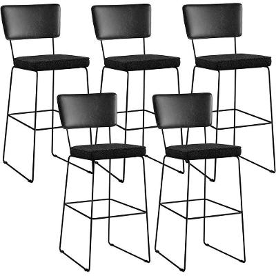 Kit 05 Banquetas Altas Preto Linho Chumbo