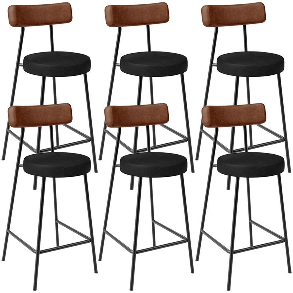 Kit 06 Banquetas Baixa Cozinha Sala Jantar Bancada Milão L02 Couríssimo Marrom Preto - Lyam Decor - 1