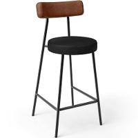 Kit 06 Banquetas Baixa Cozinha Sala Jantar Bancada Milão L02 Couríssimo Marrom Preto - Lyam Decor