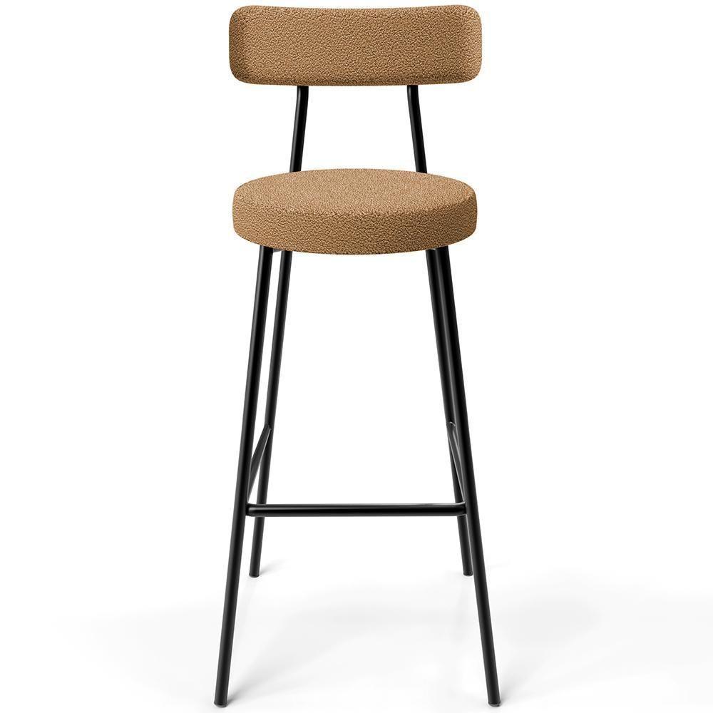 Kit 03 Banquetas Alta Bar Cozinha Sala De Jantar Estrutura Em Aço Milão L02 Bouclê Mostarda - 4