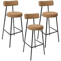 Kit 03 Banquetas Alta Bar Cozinha Sala De Jantar Estrutura Em Aço Milão L02 Bouclê Mostarda - 1