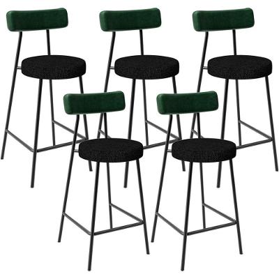 Kit 05 Banquetas Baixa Bar Cozinha E Sala De Jantar Milão L02 Facto Verde Linho Chumbo - Lyam Decor