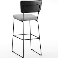 Kit 03 Banquetas Altas Preto Linho Cinza - 2