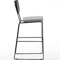 Kit 03 Banquetas Altas Preto Linho Cinza