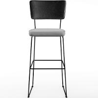 Kit 03 Banquetas Altas Preto Linho Cinza - 5