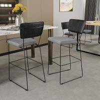 Kit 03 Banquetas Altas Preto Linho Cinza - 9