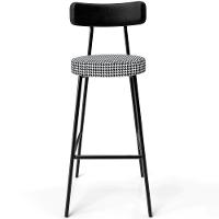 Banqueta Alta Bar Cozinha Sala De Jantar Em Aço Milão L02 Couríssimo Preto Pied Poule - Lyam Decor - 1